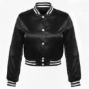 Premium Cropped or Crop Top  Varsity Letterman Jackets For Women | Wool & Leather Sleeves - Black
