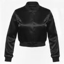 Premium Cropped or Crop Top  Varsity Letterman Jackets For Women | Wool & Leather Sleeves - Fully Black