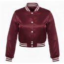 Premium Cropped or Crop Top  Varsity Letterman Jackets For Women | Wool & Leather Sleeves - Brown