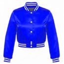 Premium Cropped or Crop Top  Varsity Letterman Jackets For Women | Wool & Leather Sleeves - Blue
