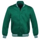 Satin Jacket Vintage Style Varsity Letterman Baseball Bomber Jacket - Green