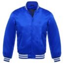 Satin Jacket Vintage Style Varsity Letterman Baseball Bomber Jacket - Blue