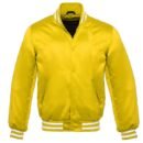 Satin Jacket Vintage Style Varsity Letterman Baseball Bomber Jacket - Yellow