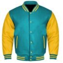 Premium Varsity Letterman Baseball Bomber Wool & Genuine Leather Sleeves  Jackets - 46