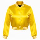 Premium Cropped or Crop Top  Varsity Letterman Jackets For Women | Wool & Leather Sleeves - Yellow
